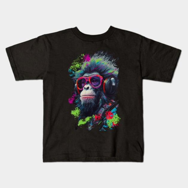 Monkey acrylic palette Kids T-Shirt by NemfisArt